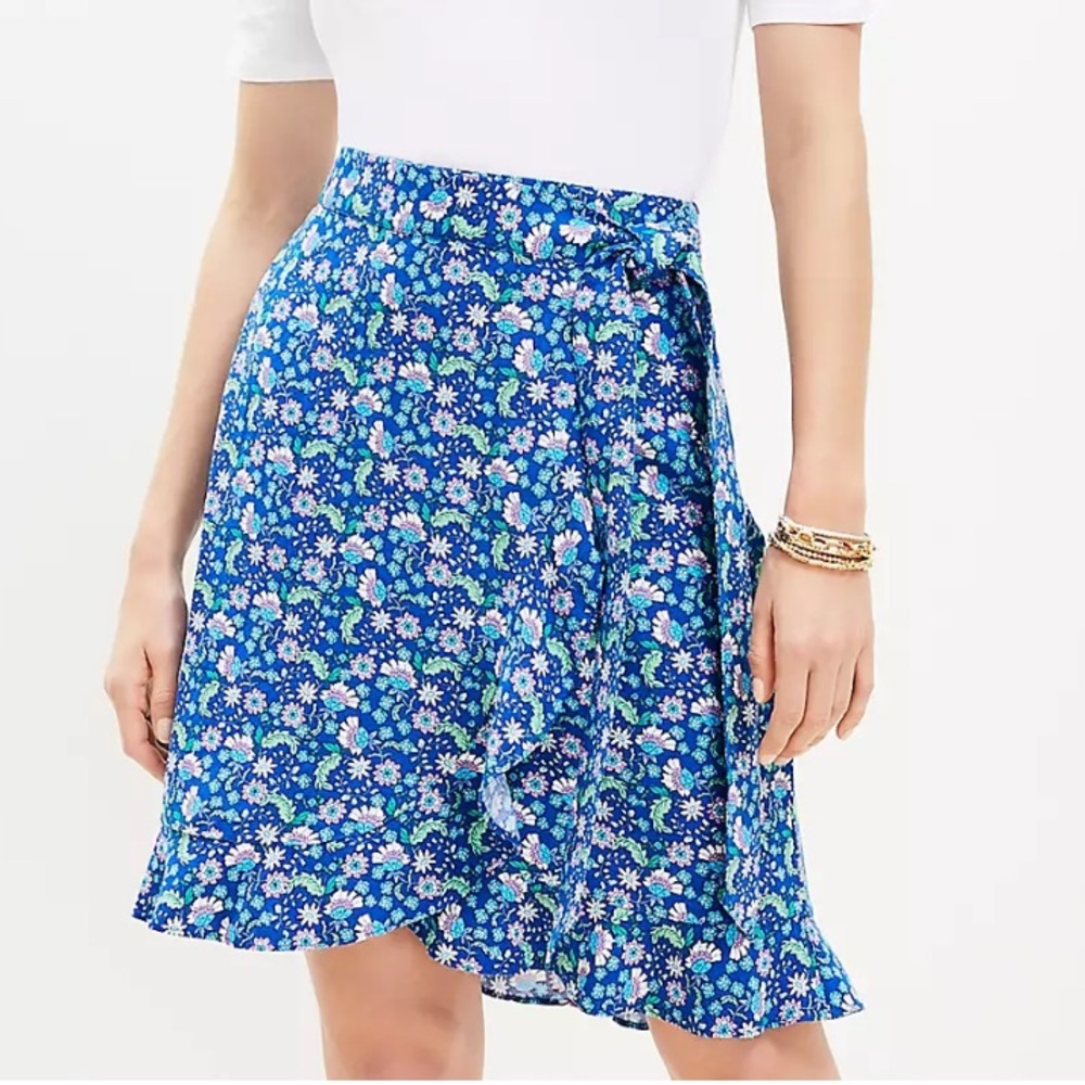 Ann Taylor‎ LOFT Floral Print Ruffle Wrap Skirt 2